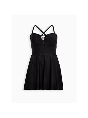 Torrid Wireless Long Lattice Front Swim Dress With Brief (Sz 2/2X)